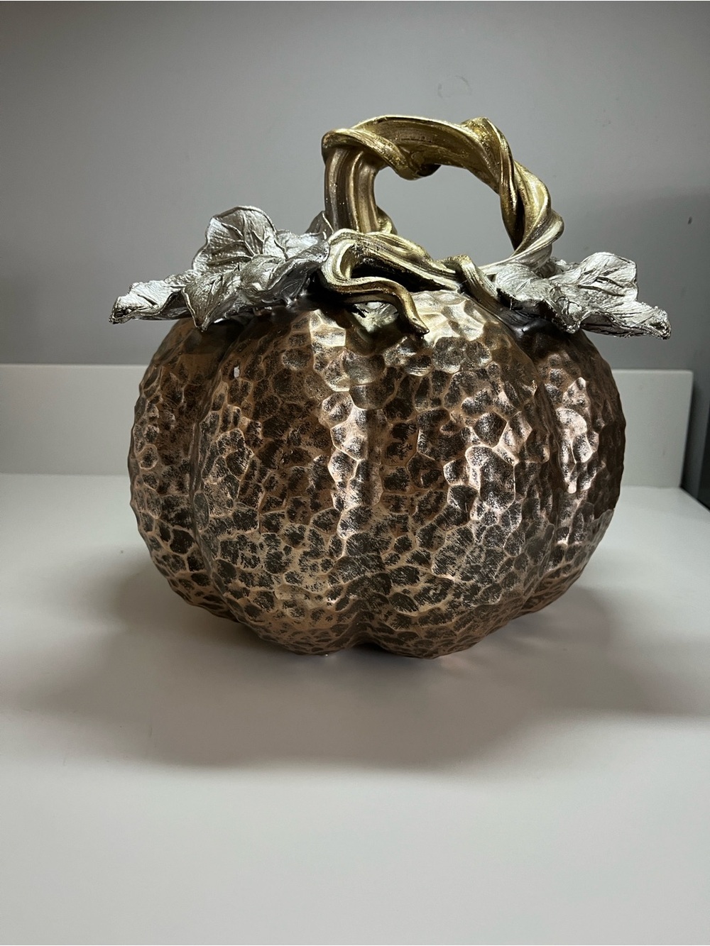 Martha Stewart Decorative Hammered Metallic Pumpkin - Gold and Silver Accent